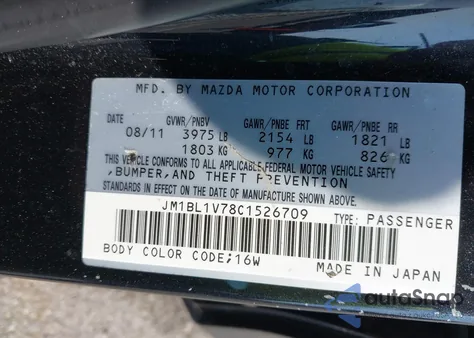 2012 Mazda 3 I z USA, uszkodzony, nr VIN JM1BL1V78C1526709